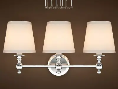 Triple Lamp Bracket Polished Chrome 3D model