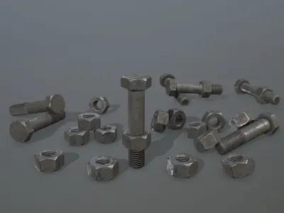 Bolts bolt and nut Low-poly 3D model buy