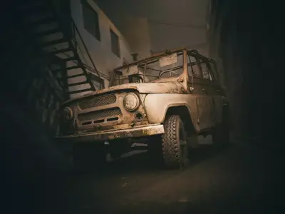 UAZ 469 wreck 01 Free 3D model