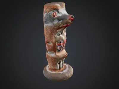 Haida Totem - Low-poly 3D Model with PBR and 2K Textures Free 3D model