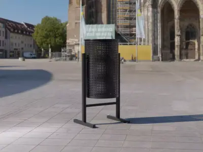 Dust Bin Outdoor Metal 02 Low-poly 3D model