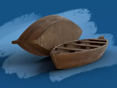 Wooden Boat - PBR Low-poly 3D model