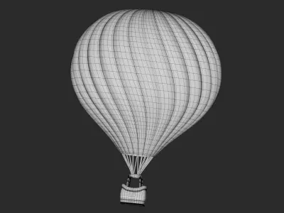 Cartoon hot air balloon Low-poly 3D model