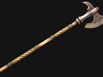 Medieval Weapons Two Handed Axe Halberd Low-poly 3D model