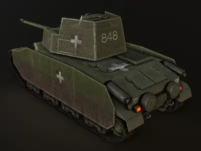 Turan III tank - PBR reworked Low-poly 3D model