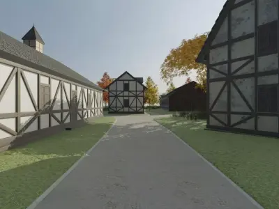 Autumn Village Aerial View 3D model
