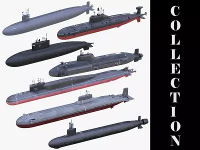 7 Military Submarines Collection 3D model