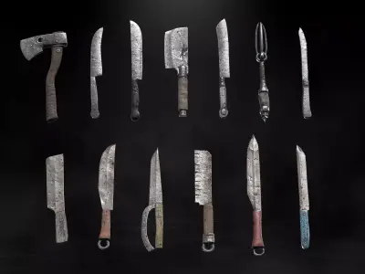 Weapon Bundle HOT Low-poly 3D model