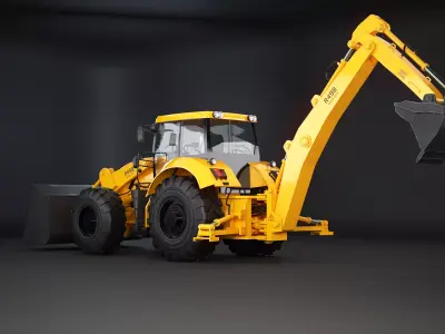 Generic Large Backhoe Loader Low-poly 3D model