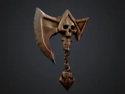 Skull blade axe Low-poly 3D model
