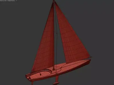 Classic Wooden Sailing Yacht Vintage Sloop 3D model 3D model