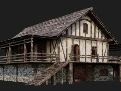Old Medieval House 4K Textures GameReady 156 Low-poly 3D model