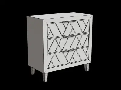 Brown Wood Contemporary Chest 3D model