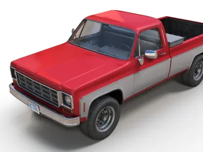 4x4 american pickup truck Low-poly 3D model