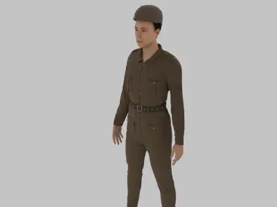 WWII British Soldier Low-poly 3D model