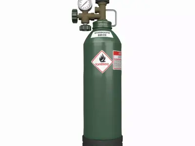 Professional 3D Medical Oxygen Tank Pressure Gauge Valve System 3D model