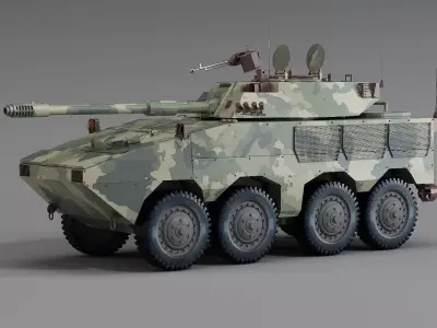 ZTL-11 wheeled assault vehicle 105mm assault gun  combat vehicle 3D model