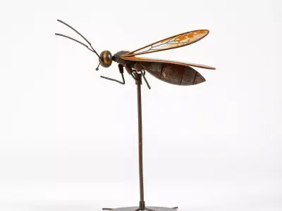 Metallic Insect Sculpture Model Pack Low-poly 3D model