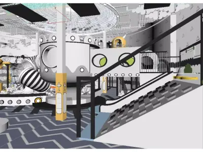 Childrens amusement park Low-poly 3D model