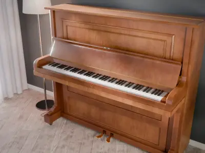Wooden Upright Piano Low-poly 3D model
