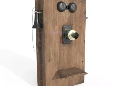 Early 1900s Antique Oak Wall Telephone 3D model
