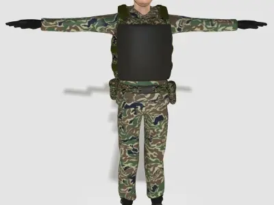 Low poly asiatic soldier Low-poly 3D model