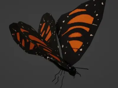 Butterfly animated and fully rigged Low-poly 3D model