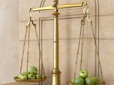 Brass Library Scales and Pedestal 3D model