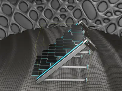 Sci-Fi Stairs - 13 - Silver Blue Neon Light Version Low-poly 3D model