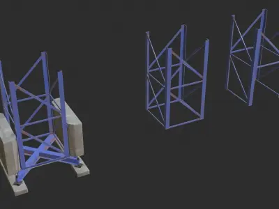 Tower Crane Modular - Blue Low-poly 3D model