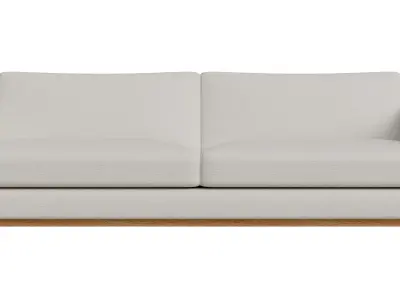 Simple White Fabric Wood Leg Sofa Low-poly 3D model
