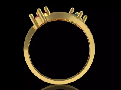 Two Stone Ladies Ring 3D print model
