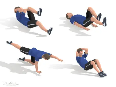 Exercise Animations Bundle Humanoid Low-poly 3D model
