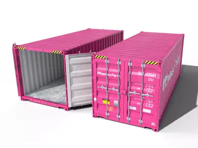 20ft Cargo Container Pink Low-poly 3D model