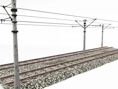 Train track poles pack 3D model