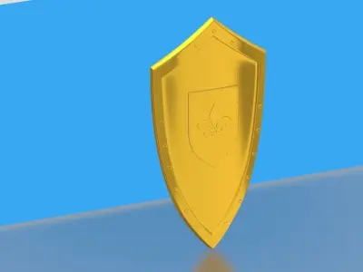 Medieval Kite Shield with Fleur-de-lis emblem Free 3D model
