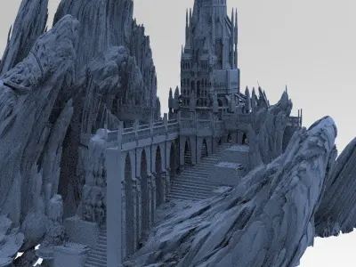 High Fantasy Mountain fortress 3D model