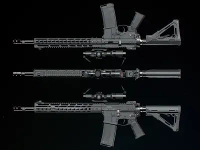 AR 15 Low-poly 3D model