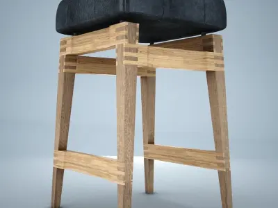 BRIOSCO BLACK LEATHER COUNTER STOOL 3D model