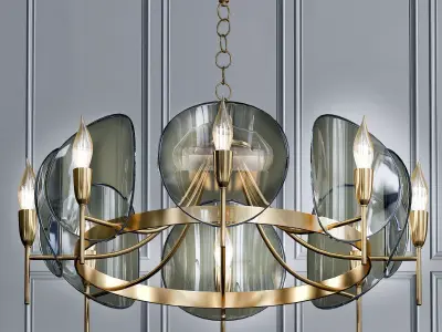 Concave Smoked Lucite Disc Chandelier 3D model