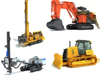 Mining Machinery Equipment 3D Model Pack purchase