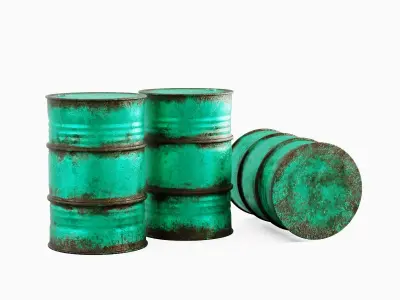 Used Steel Barrel 02 3D model