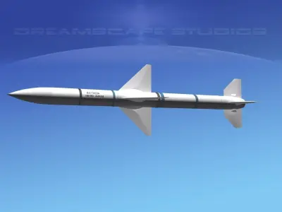 AIM-120 AMRAAM air to air missile Low-poly 3D model