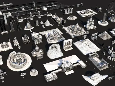 World Landmarks Monument Mega Pack Collection 3D model