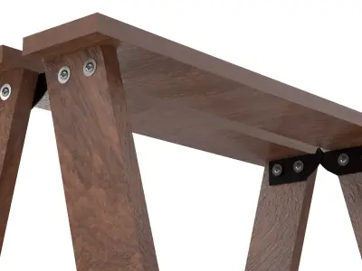 Double Sided Wooden Ladder Brown 3D model