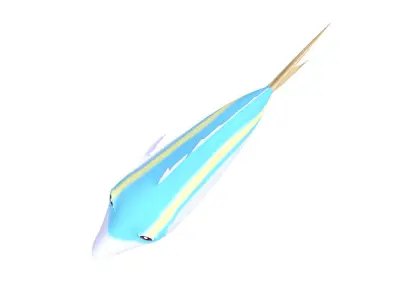 Yellow stripe Scad Fish Cartoon Animated Low-poly 3D model