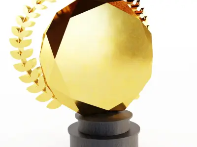 Award 3D with Gold and Black Wooden Material 3D model purchase