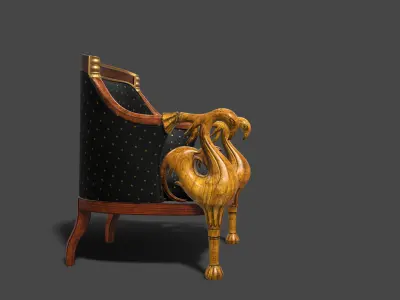 Antique wooden Sofa Chair 3D Model 3D model