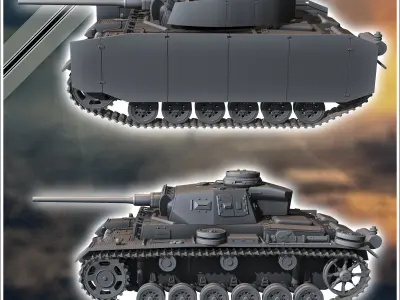 Panzer III Ausf M - miniatures tabletop scenery 3D print model