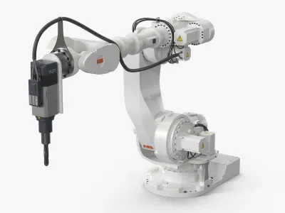 ABB IRB 7600 with Drilling Tool White Rigged for Cinema 4D 3D model